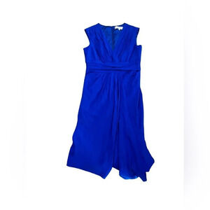 EUC Royal Blue Silk sleeveless dress summer Badgley Mischka Collection Sz 10